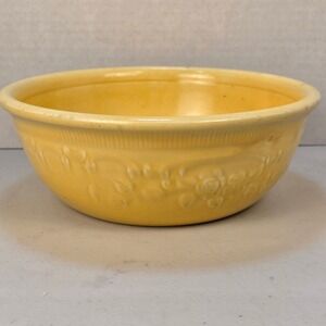 Homer Laughlin Oven Serve Yellow Rose Stoneware Mixing Bowl Vintage Made in USA